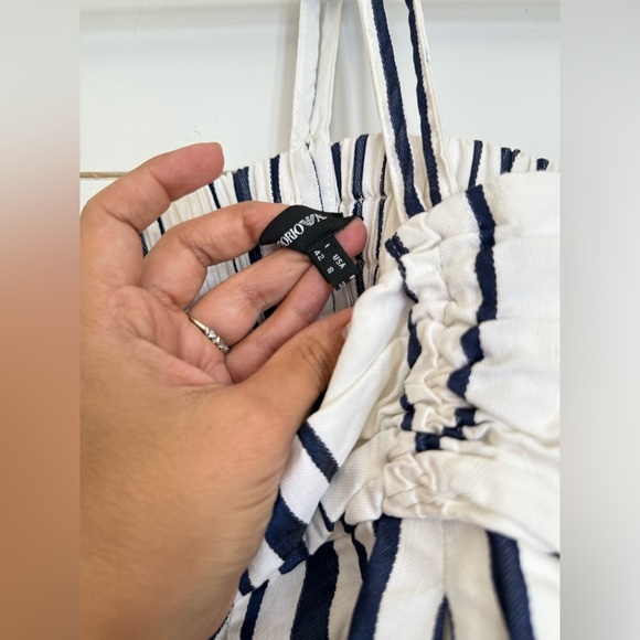 Emporio Armani Babydoll Striped Strappy Summer Dress White Navy - Picture 8 of 11